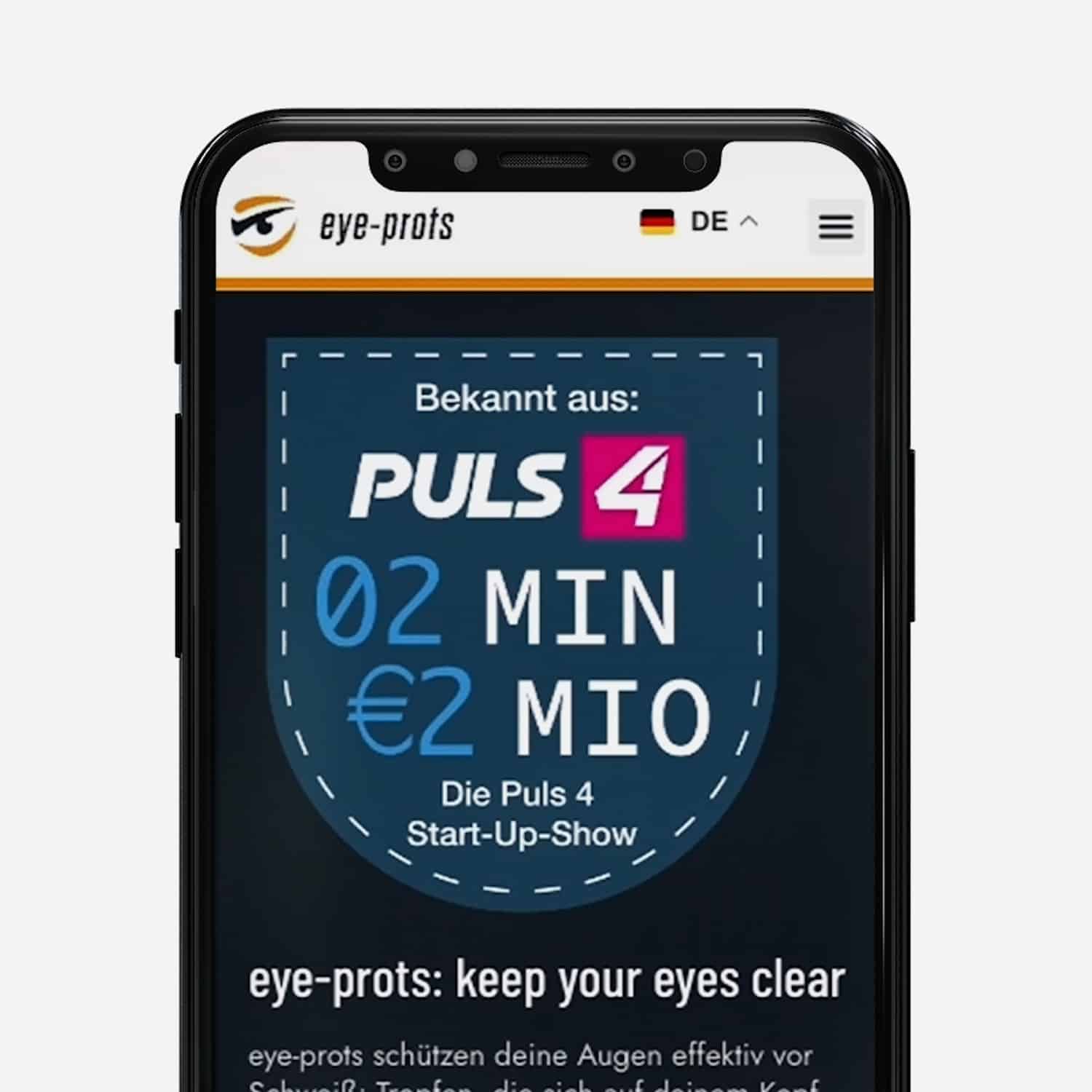 eye-prots Website Mockup Handy