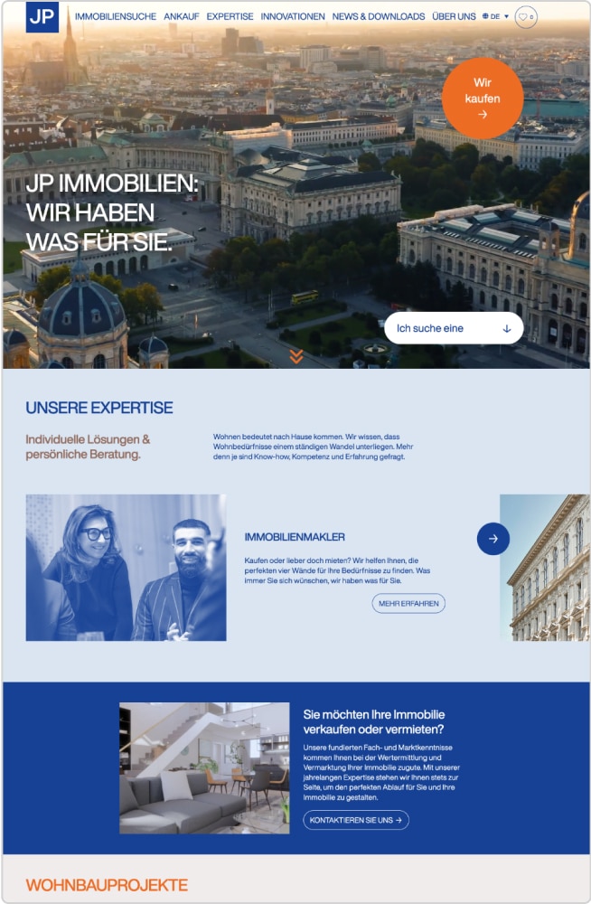 JP Immobilien Website Screenshot